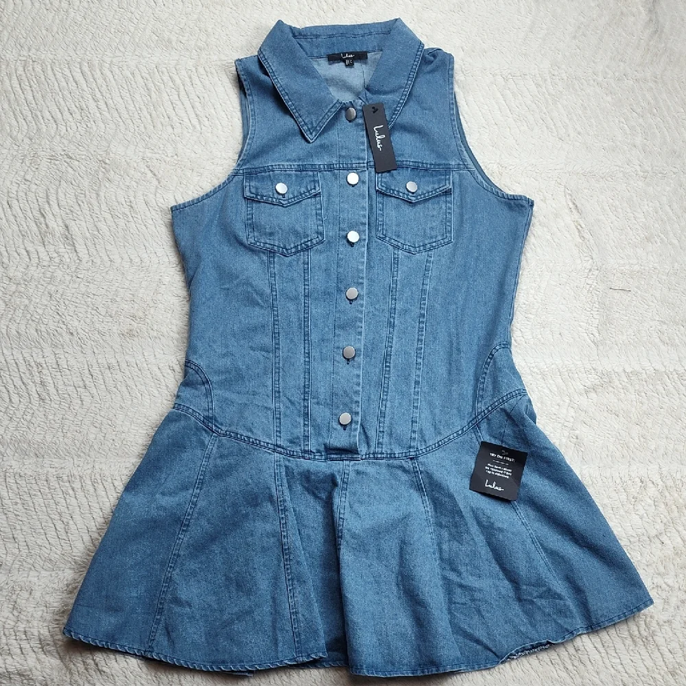 Lulus Women's Denim Dress Blue Size Extra Large Sleeveless - Picture 1 of 8